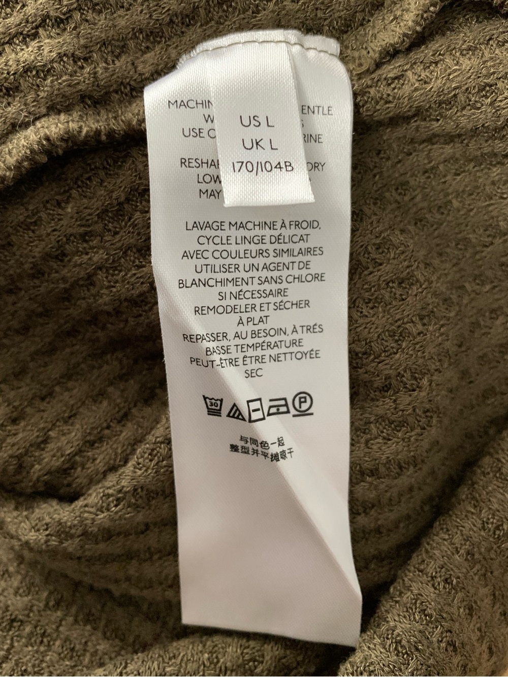 Free People Army Green Waffle Knit Long Sleeves Top - Picture 5 of 6